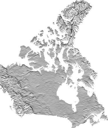 Topographic map of Canada with black contour linesのイラスト素材