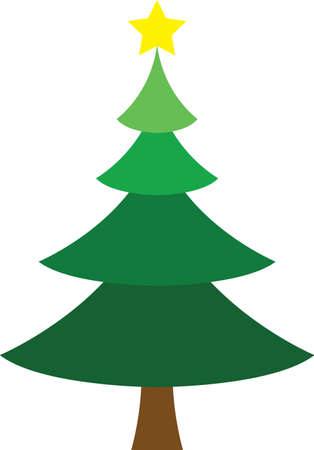Simple cartoon hand drawn vector Christmas tree with ornamentsのイラスト素材