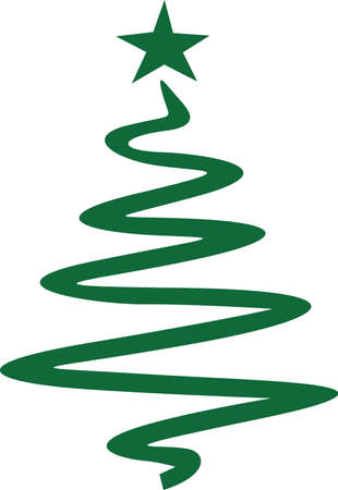 Simple cartoon hand drawn vector Christmas tree with ornamentsのイラスト素材