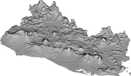 Topographic map of El Salvador with black contour linesのイラスト素材