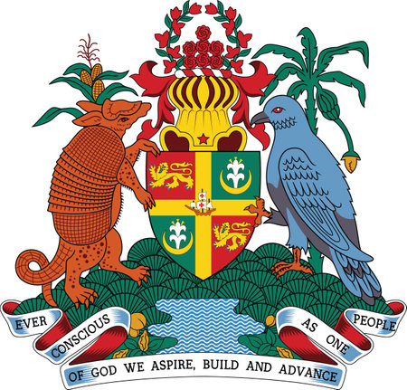 Official current vector coat of arms of unitary two-party parliamentary constitutional monarchy of Grenadaのイラスト素材
