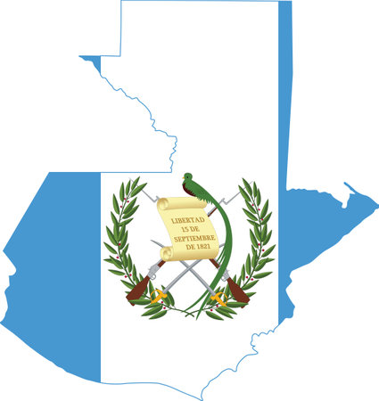 Flag of Guatemala cropped inside it's mapのイラスト素材