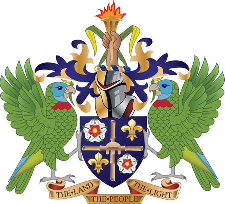 Official current vector coat of arms of unitary parliamentary constitutional monarchy of Saint Luciaのイラスト素材