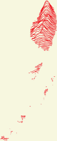 Topographic map of Saint Vincent and the Grenadines with red contour lines and baige backgroundのイラスト素材