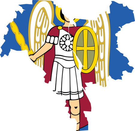 Vector flag map illustration of the Ukrainian capital of Kiev/Kyiv, Ukraineのイラスト素材