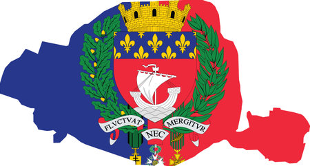 Vector flag map illustration of the French capital of Paris, Franceのイラスト素材