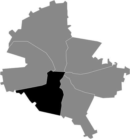 Black location map of Romanian Sector 5 inside gray map of Bucharest, Romaniaのイラスト素材