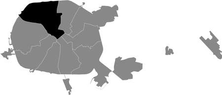 Black location map of Tsentralny raion (Central district) inside gray map of Minsk, Belarusのイラスト素材