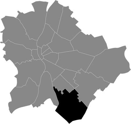 Black location map of the Budapestian SoroksÃ¡r 23rd district (XXIII kerÃ¼let) inside gray map of Budapest, Hungaryのイラスト素材