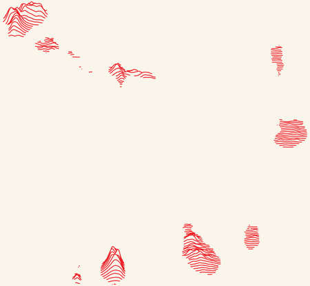 Topographic map of Cape Verde with red contour lines and beige backgroundのイラスト素材