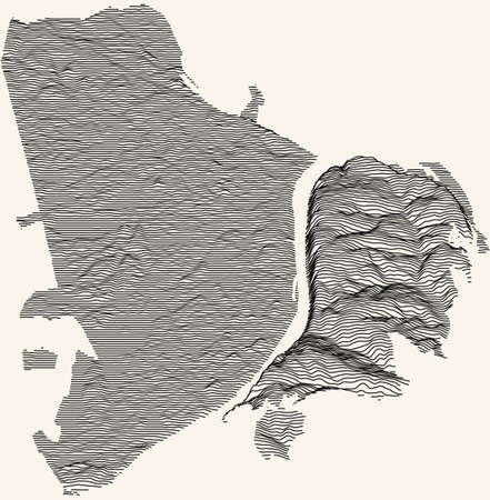 Topographic map of Nizhny Novgorod, Russia with black contour lines on beige backgroundのイラスト素材