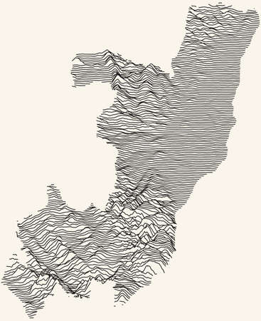 Light topographic map of the Republic of the Congo with black contour lines on beige backgroundのイラスト素材