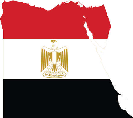 Simple flat flag of the Arab Republic of Egypt cropped inside its mapのイラスト素材