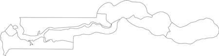White vector map of the Republic of the Gambia with black borders of its regionsのイラスト素材