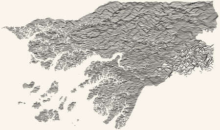 Light topographic map of the Republic of Guinea-Bissau with black contour lines on beige backgroundのイラスト素材