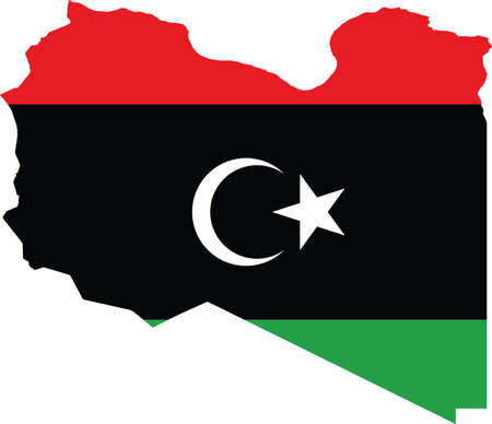 Simple flat flag map of the State of Libyaのイラスト素材