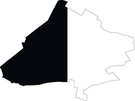 Current official flag map of the Woluwe-Saint-Lambert (Sint-Lambrechts-Woluwe) municipality of Belgian capital of Brussels, Belgiumのイラスト素材