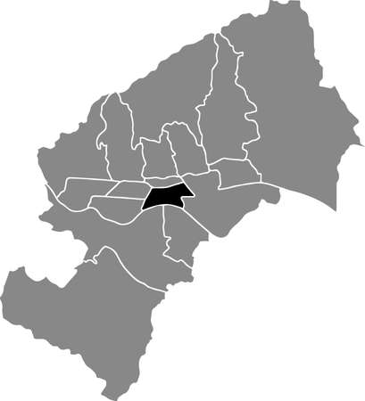 Black location map of the Zagrabian Trnje district inside the Croatian capital of Zagreb, Croatiaのイラスト素材