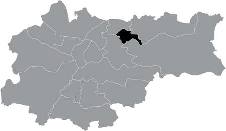 Black location map of the Krakovian BieÅczyce district inside the Polish regional capital city of Krakow, Polandのイラスト素材