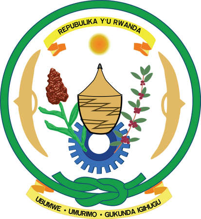 Official current vector coat of arms of the Republic of Rwandaのイラスト素材