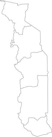 White blank vector map of the Togolese Republic with black borders of its regionsのイラスト素材