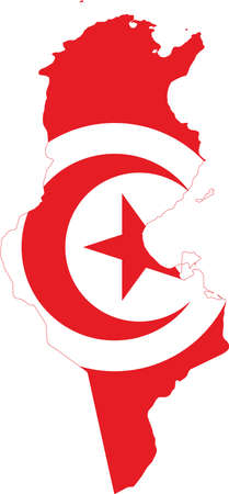 Simple flat flag map of the Tunisian Republicのイラスト素材