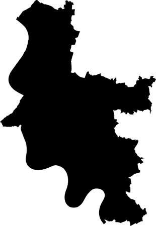 Simple vector black administrative map of the German regional capital city of DÃ¼sseldorf, Germanyのイラスト素材