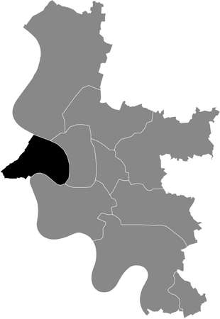 Black location map of the DÃ¼sseldorfer Stadtbezirk 4 district inside the German regional capital city of DÃ¼sseldorf, Germanyのイラスト素材