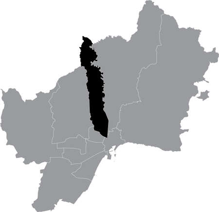 Black location map of the Malagenean Palma-Palmilla district inside the Spanish regional capital city of Malaga, Spainのイラスト素材