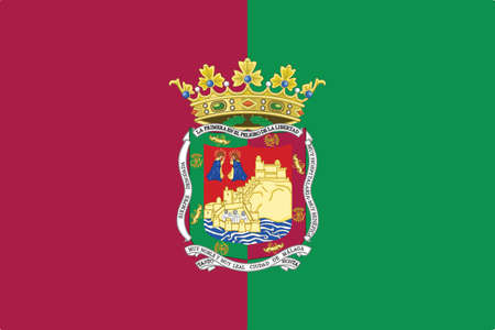 Official flag vector illustration of the Spanish regional capital city of Malaga, Spainのイラスト素材
