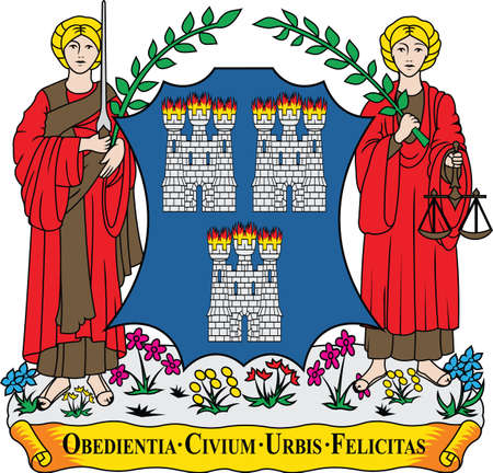 Vector coat of arms illustration of the Irish capital city of Dublin, Irelandのイラスト素材