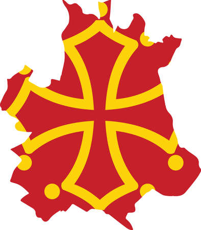 Simple vector administrative flag map of the French regional capital city of Toulouse, Franceのイラスト素材