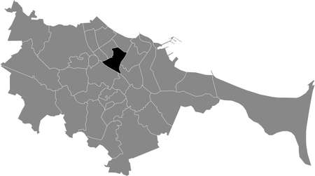 Black location map of the gdaÅski Wrzeszcz Dolny district inside the Polish regional capital city of Gdansk, Polandのイラスト素材
