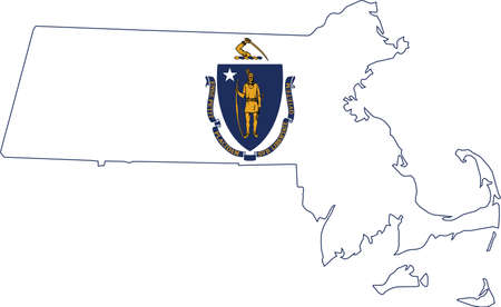 Simple flat flag map of the Federal State of Massachusetts, USAのイラスト素材