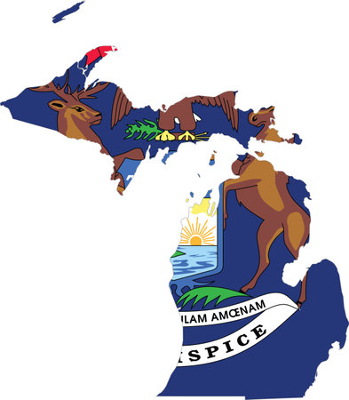 Simple flat flag map of the Federal State of Michigan, USAのイラスト素材