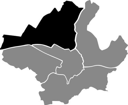 Black location map of the Quartiere 5 Rifredi district inside gray urban districts map of the Italian regional capital city of Florence, Italyのイラスト素材