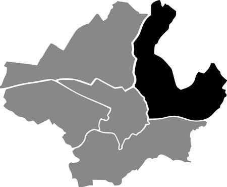 Black location map of the Quartiere 2 Campo di Marte district inside gray urban districts map of the Italian regional capital city of Florence, Italyのイラスト素材