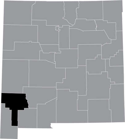 Black highlighted location map of the Grant County inside gray map of the Federal State of New Mexico, USAのイラスト素材