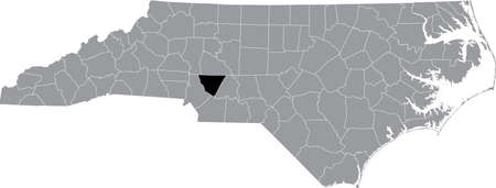 Black highlighted location map of the Cabarrus County inside gray administrative map of the Federal State of North Carolina, USAのイラスト素材