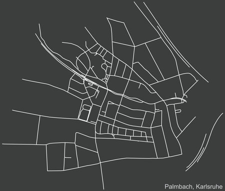 Detailed navigation urban street roads map on vintage beige background of the quarter Palmbach district of the German regional capital city of Karlsruhe, Germanyのイラスト素材