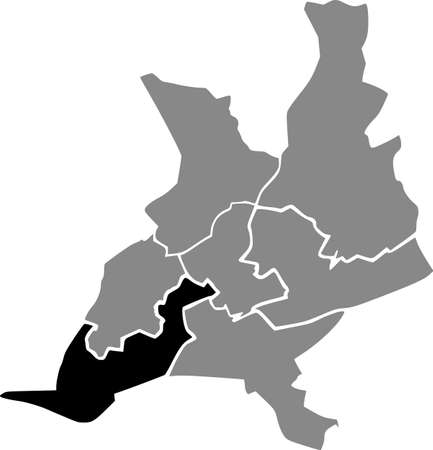 Black location map of the  Canton-4 inside gray urban districts map of the French regional capital city of Nantes, Franceのイラスト素材