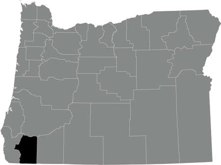 Black highlighted location map of the Josephine County inside gray administrative map of the Federal State of Oregon, USAのイラスト素材