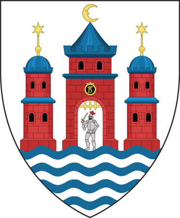 Official coat of arms vector illustration of the Danish capital city of Copenhagen Municipality, Denmarkのイラスト素材