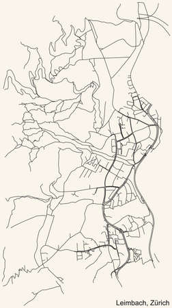 Detailed navigation urban street roads map on vintage beige background of the district Leimbach Quarter of the Swiss regional capital city of Zurich, Switzerlandのイラスト素材