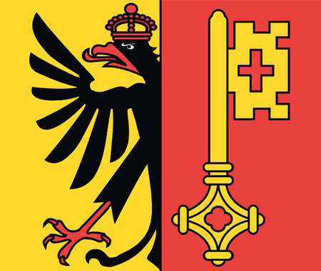 Official flag vector illustration of the Swiss regional capital city of Geneva, Switzerlandのイラスト素材