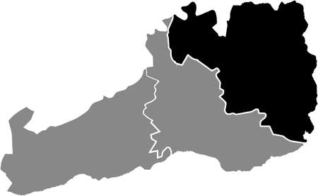 Black location map of the Kreis Ost District inside gray urban districts map of the Swiss regional capital city of St. Gallen, Switzerlandのイラスト素材