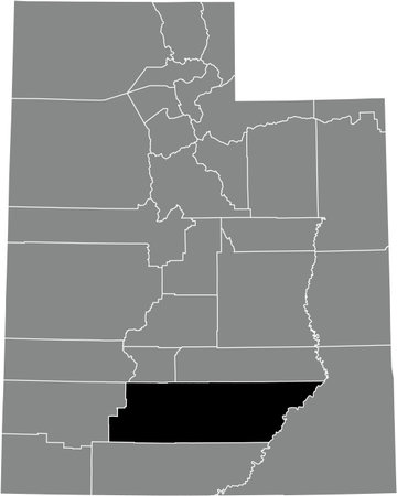 Black highlighted location map of the Garfield County inside gray administrative map of the Federal State of Utah, USAのイラスト素材