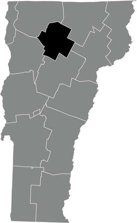 Black highlighted location map of the Lamoille County inside gray administrative map of the Federal State of Vermont, USAのイラスト素材