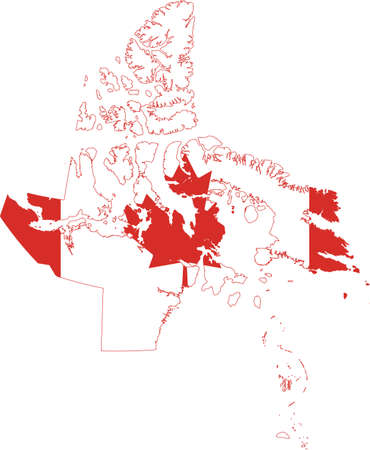 Flat vector administrative flag map of the Canadian territory of NUNAVUT combined with official flag of CANADAのイラスト素材