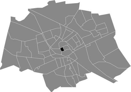 Black flat blank highlighted location map of the BINNENSTAD-WEST NEIGHBORHOOD inside gray administrative map of Groningen, Netherlandsのイラスト素材